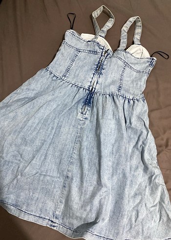 Kadın Mavi Denim Midi Elbise - Görsel 2