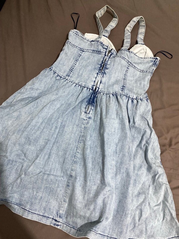 Kadın Mavi Denim Midi Elbise - Görsel 2