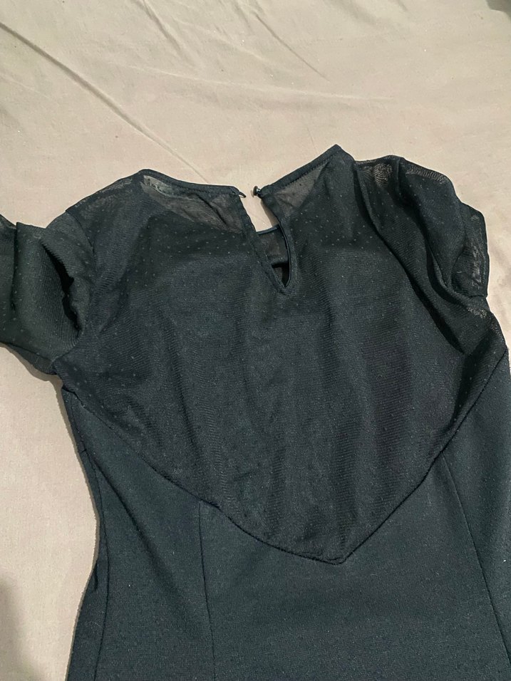 Siyah V Yakalı Uzun Kollu Gotik Bluz - Görsel 3