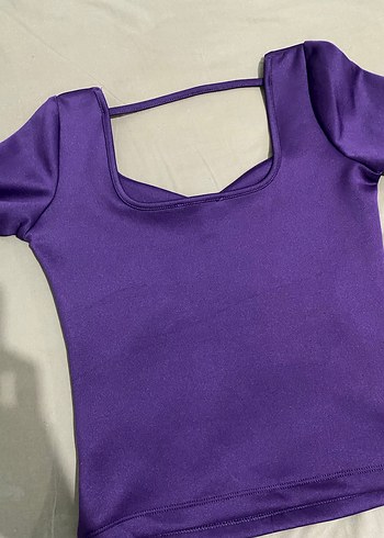 Mor V Yaka Uzun Kollu Kadın Bluz - Görsel 3