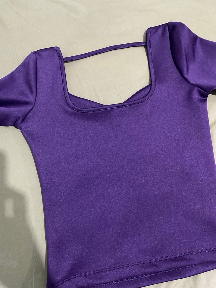 Mor V Yaka Uzun Kollu Kadın Bluz - Görsel 3