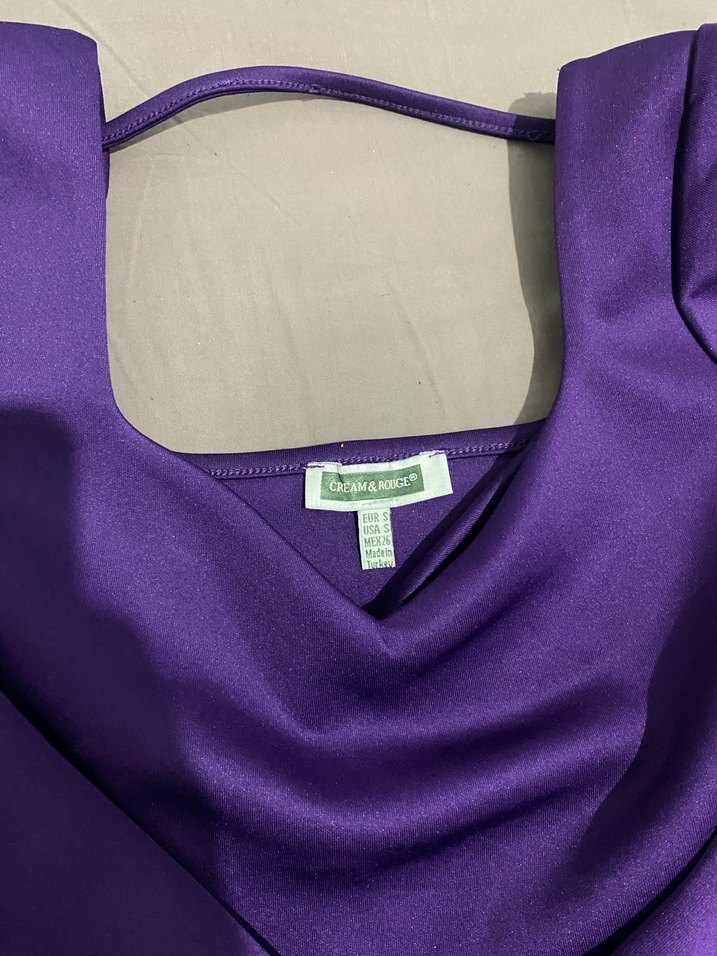 Mor V Yaka Uzun Kollu Kadın Bluz - Görsel 2