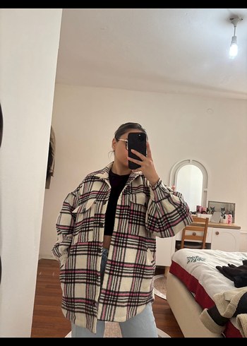 Düğmeli Ekose Desenli Midi Kadın Ceket - Görsel 2