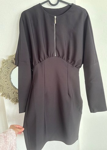 Fermuarlı Mini Elbise - Görsel 3