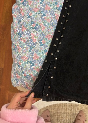 Düğmeli Siyah Tie-Dye Grunge Kot Pantolon - Görsel 3