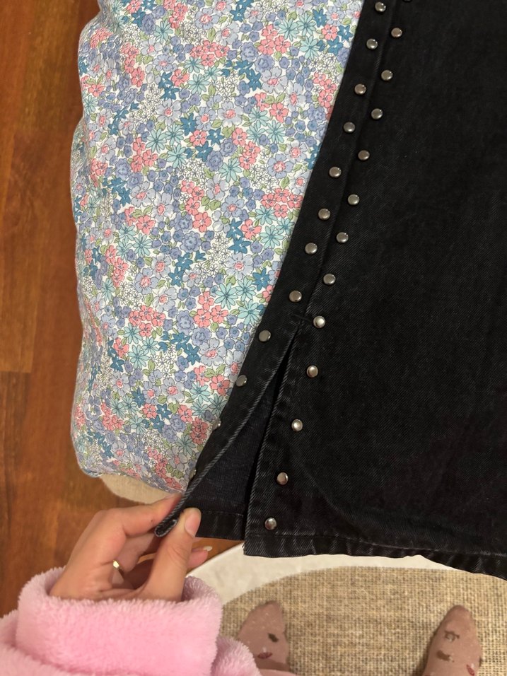 Düğmeli Siyah Tie-Dye Grunge Kot Pantolon - Görsel 3