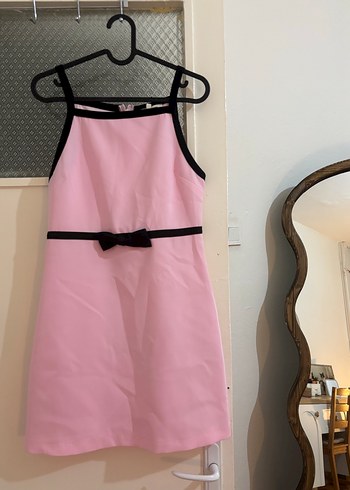 Pembe Mini Straplez Kemerli Kadın Elbise - Görsel 2