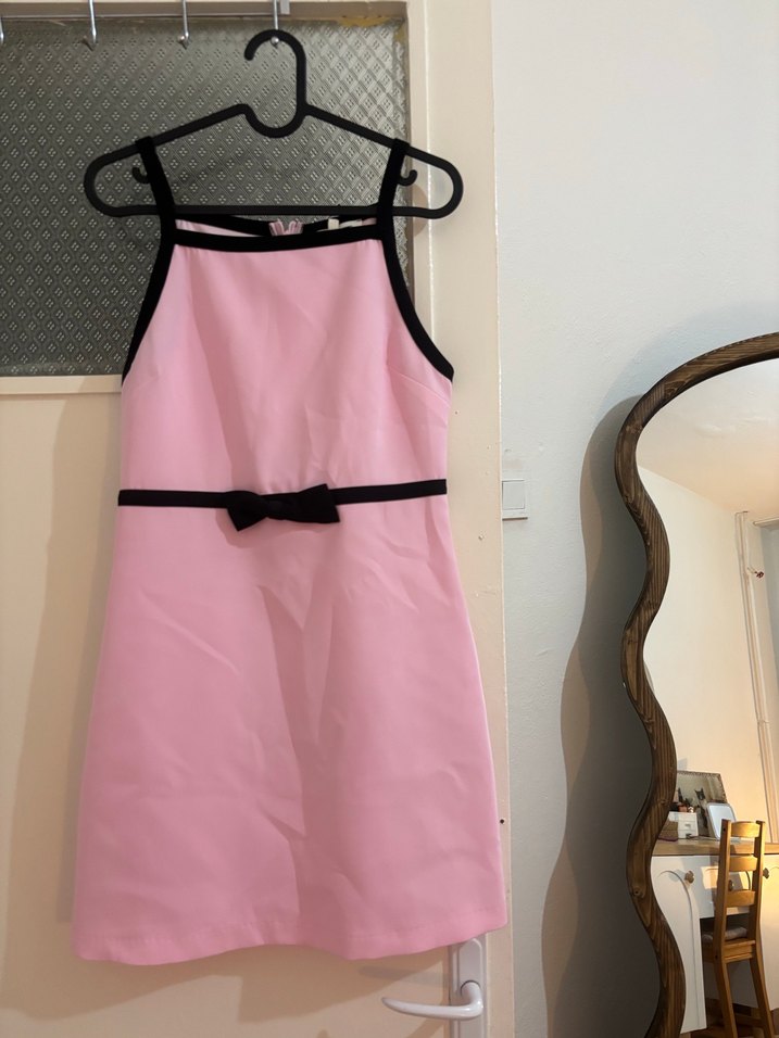 Pembe Mini Straplez Kemerli Kadın Elbise - Görsel 2