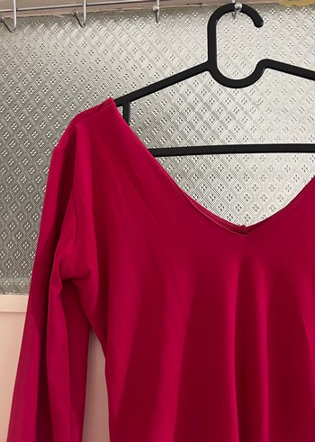 Fulya V Yakalı Drapeli Kadın Bluz - Görsel 2