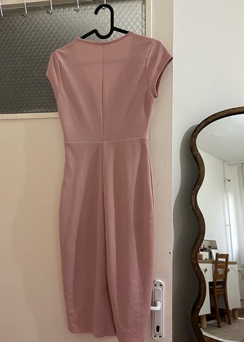 Pembe V Yaka Uzun Abiye Elbise - Görsel 3