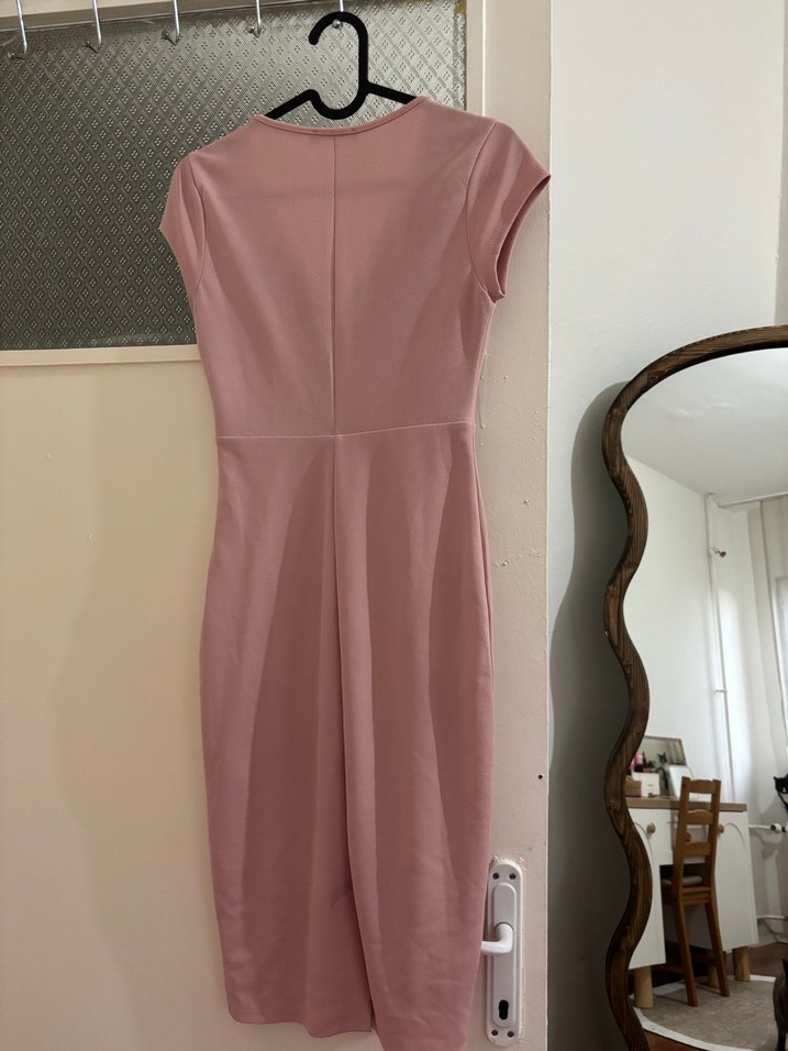 Pembe V Yaka Uzun Abiye Elbise - Görsel 3