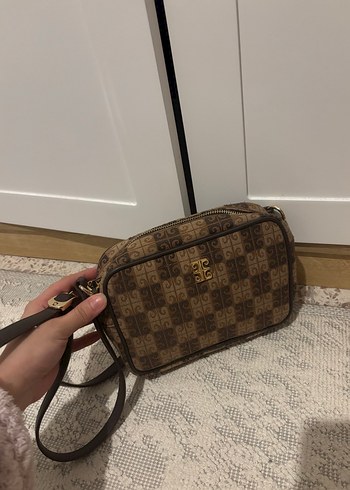 Kahverengi Baskılı Deri Kadın Çanta - Görsel 3