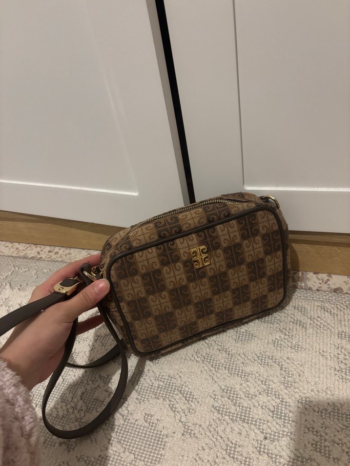 Kahverengi Baskılı Deri Kadın Çanta - Görsel 3