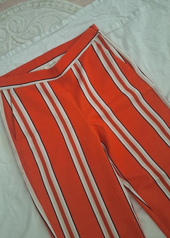 36 Beden Kırmızı Çizgili Regular Fit Kadın Pantolon