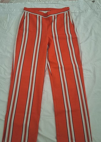 Kırmızı Çizgili Regular Fit Kadın Pantolon