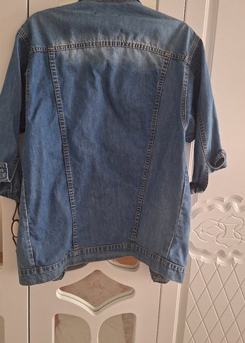s Beden Düğmeli Mavi Denim Ceket, Salaş Kesim