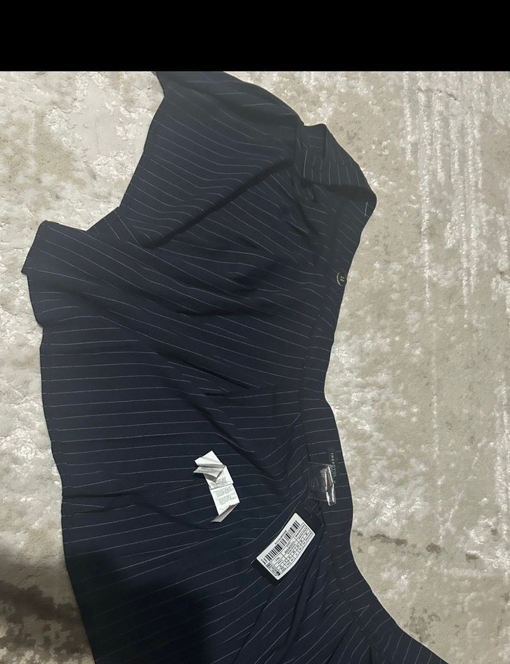 Trendyol etiketli etek Lacivert Çizgili Piliseli Midi Etek - Görsel 4