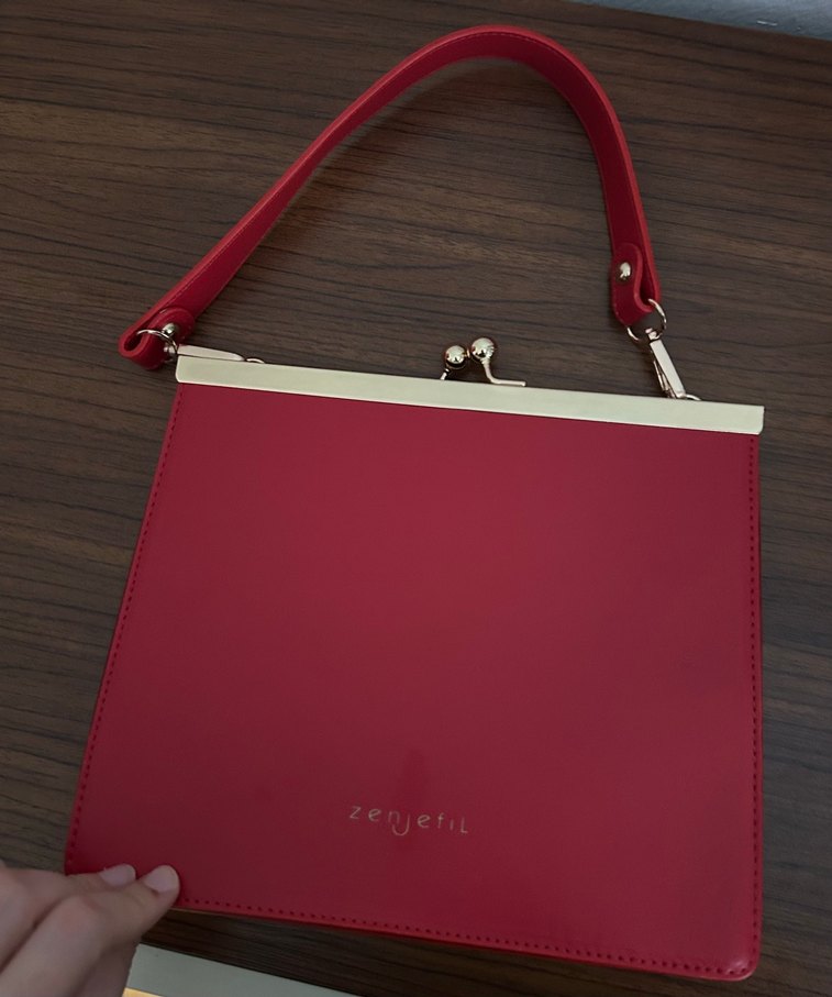 Klasik Şıklık Kırmızı Deri Kadın Çanta - Görsel 2