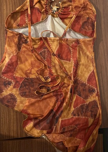 Turuncu şifon bluz - Görsel 6