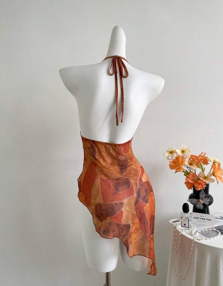 Turuncu şifon bluz - Görsel 2