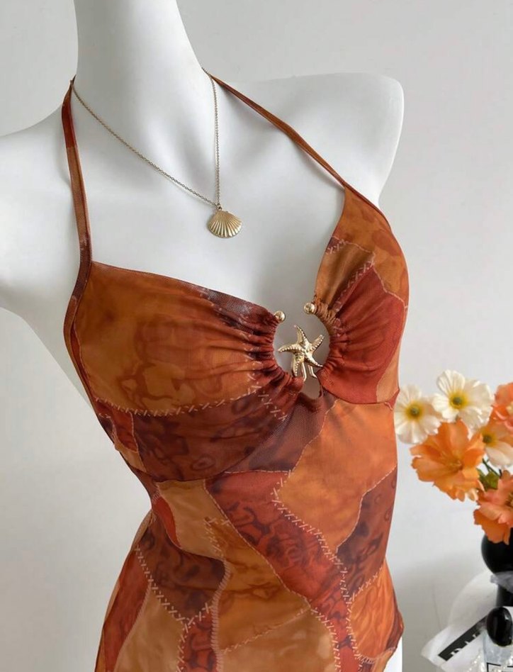 Turuncu şifon bluz - Görsel 4