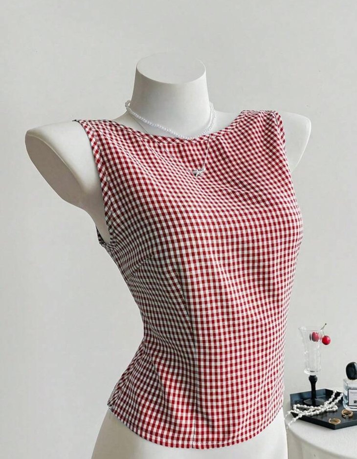 Kırmızı Ekose Desenli bluz - Görsel 2