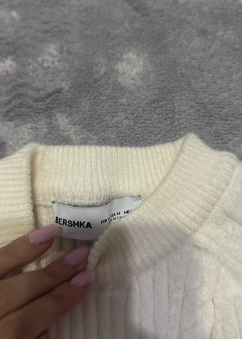 Bershka örgülü beyaz kazak - Görsel 2