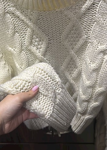 Zara örgülü beyaz kazak - Görsel 5