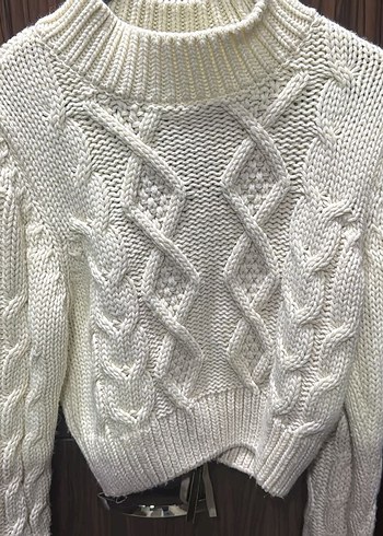 Zara örgülü beyaz kazak - Görsel 3