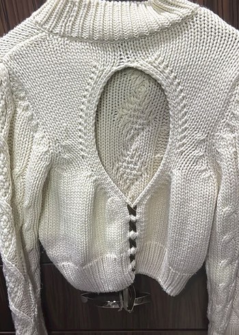 Zara örgülü beyaz kazak - Görsel 7