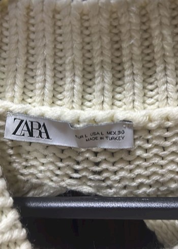 Zara örgülü beyaz kazak - Görsel 4