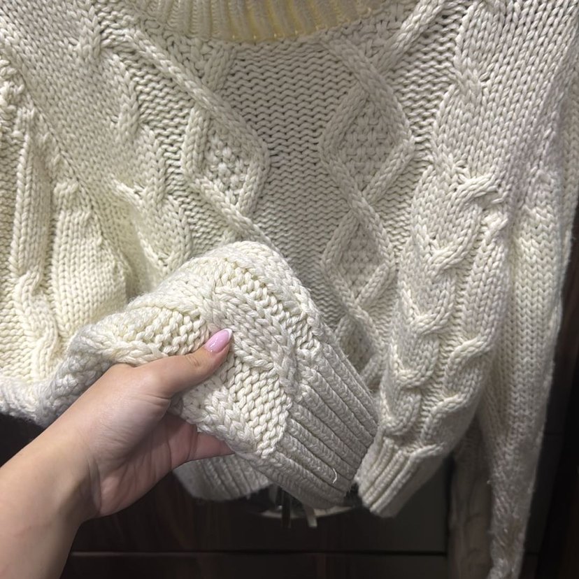 Zara örgülü beyaz kazak - Görsel 5