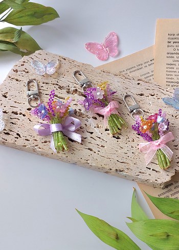 Mor Pastel Püsküllü Bohem Anahtarlık - Görsel 5