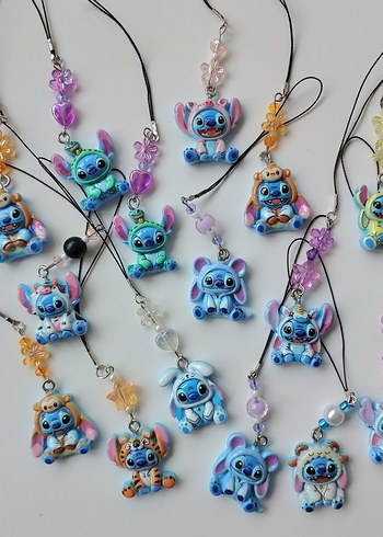 Renkli Stitch Figürlü El Yapımı Telefon Askıları - Görsel 3