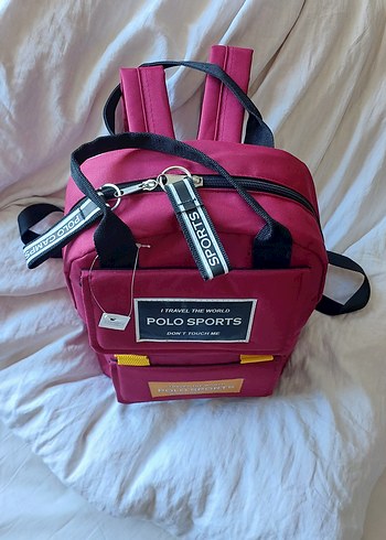 Bordo Polo Sports Fermuarlı Kadın Sırt Çantası - Görsel 2