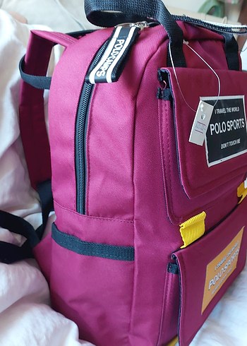 Bordo Polo Sports Fermuarlı Kadın Sırt Çantası - Görsel 3