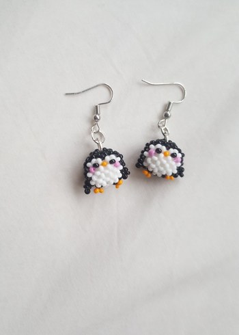 Renkli Boncuklu Penguen Küpe - Görsel 2