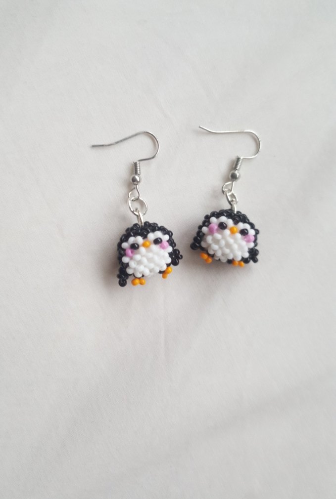 Renkli Boncuklu Penguen Küpe - Görsel 2