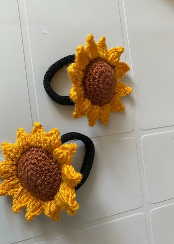  Beden Örgü Ayçiçeği Desenli Çocuk Saç Tokası