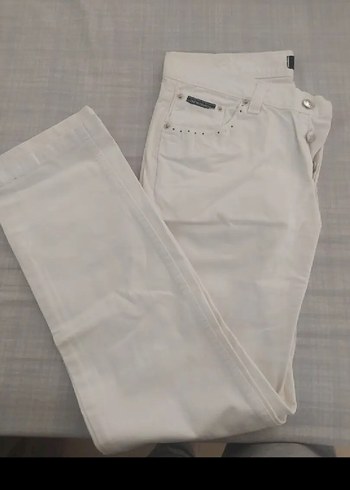 Düğmeli Beyaz Kadın Pantolon