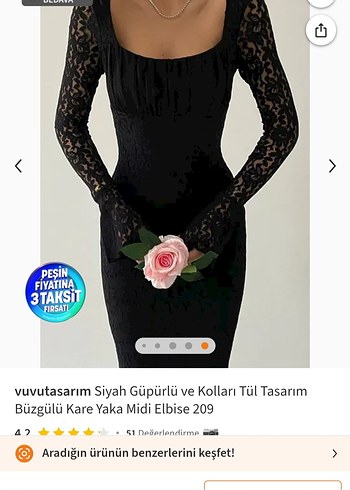 Diğer Dantel Detaylı Siyah Uzun elbise