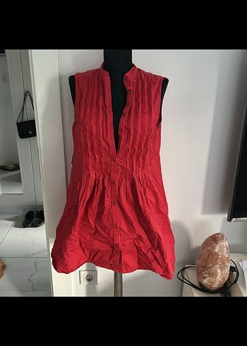 Zara Zara Kırmızı Gomlek Elbise