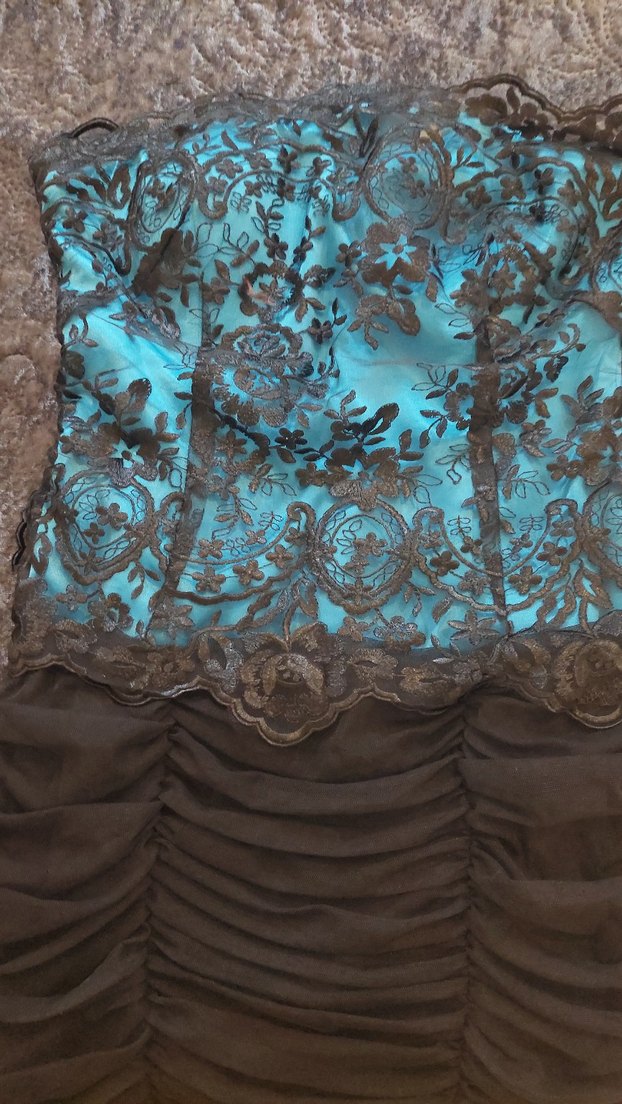 Dantelli Straplez Mini Siyah Elbise - Görsel 3