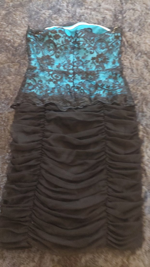 Dantelli Straplez Mini Siyah Elbise - Görsel 4