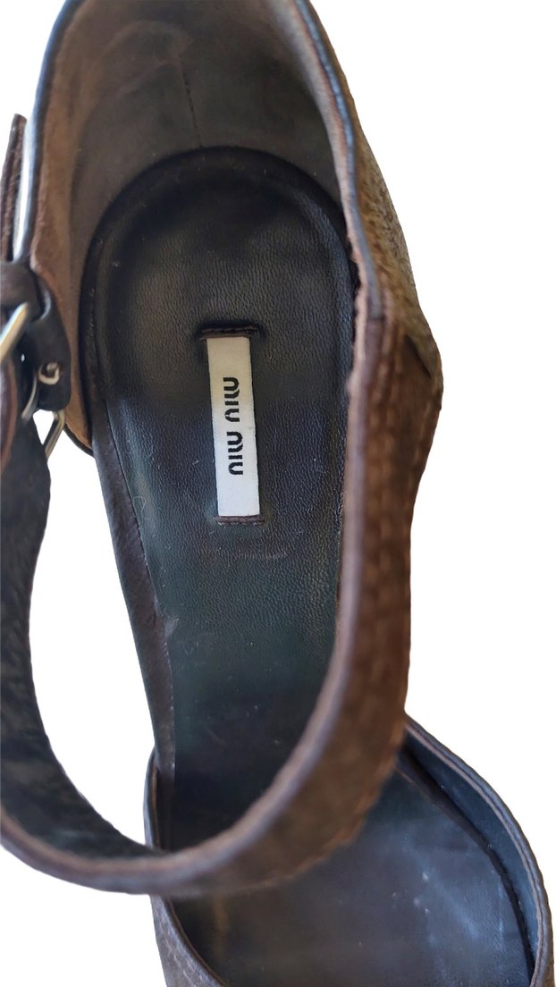 Kahverengi Süet Platform Topuklu Ayakkabı Miu Miu - Görsel 5