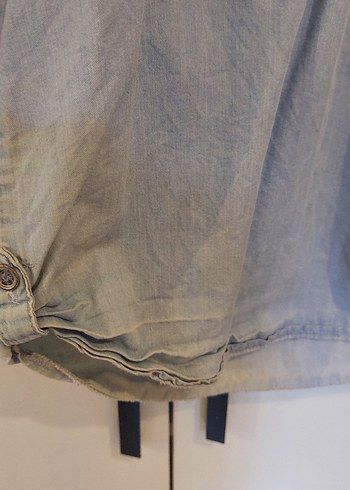 m Beden mavi Renk V Yaka Denim Kadın Gömlek