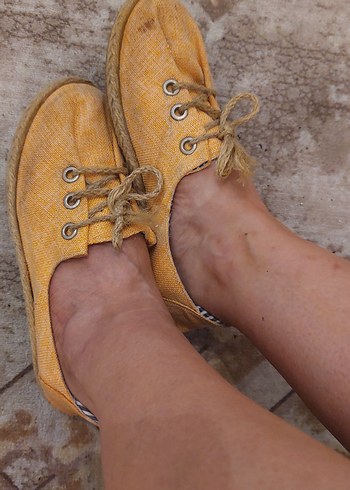 Sarı Kadın Keten Espadril Ayakkabı - Görsel 2