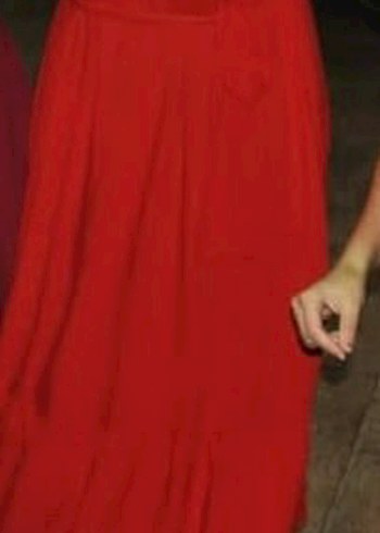 Kırmızı Uzun Drapeli Kadın Elbise - Görsel 7