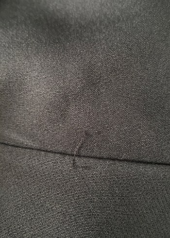 Siyah Uzun V Yaka Drapeli Keten Elbise - Görsel 5