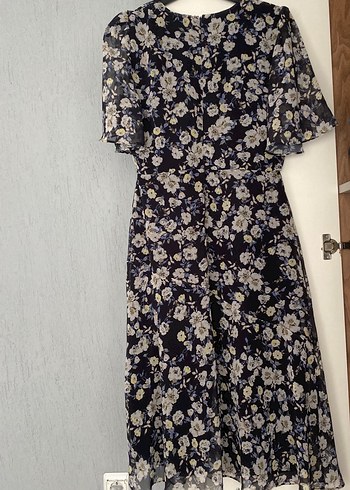 Lacivert Desenli Midi Bohem Elbise - Görsel 5